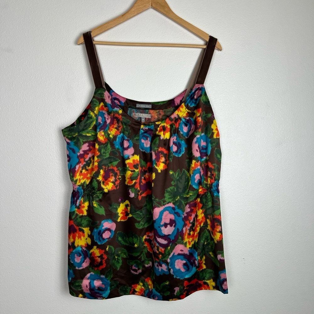 Old Navy Tank Top Camisole Size 3X Multicolor Floral Satin Velvet Strap Bohemian